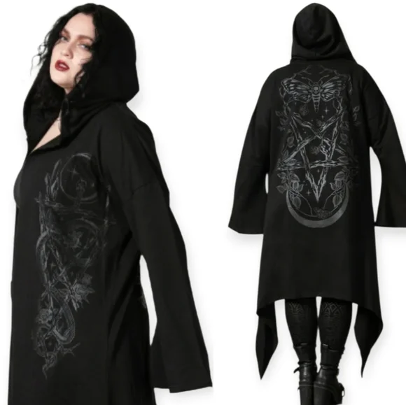 Killstar Lunar Wizard Long Asymmetric Cardigan Snake Serpent Celestial Unisex XS - Picture 6 of 17